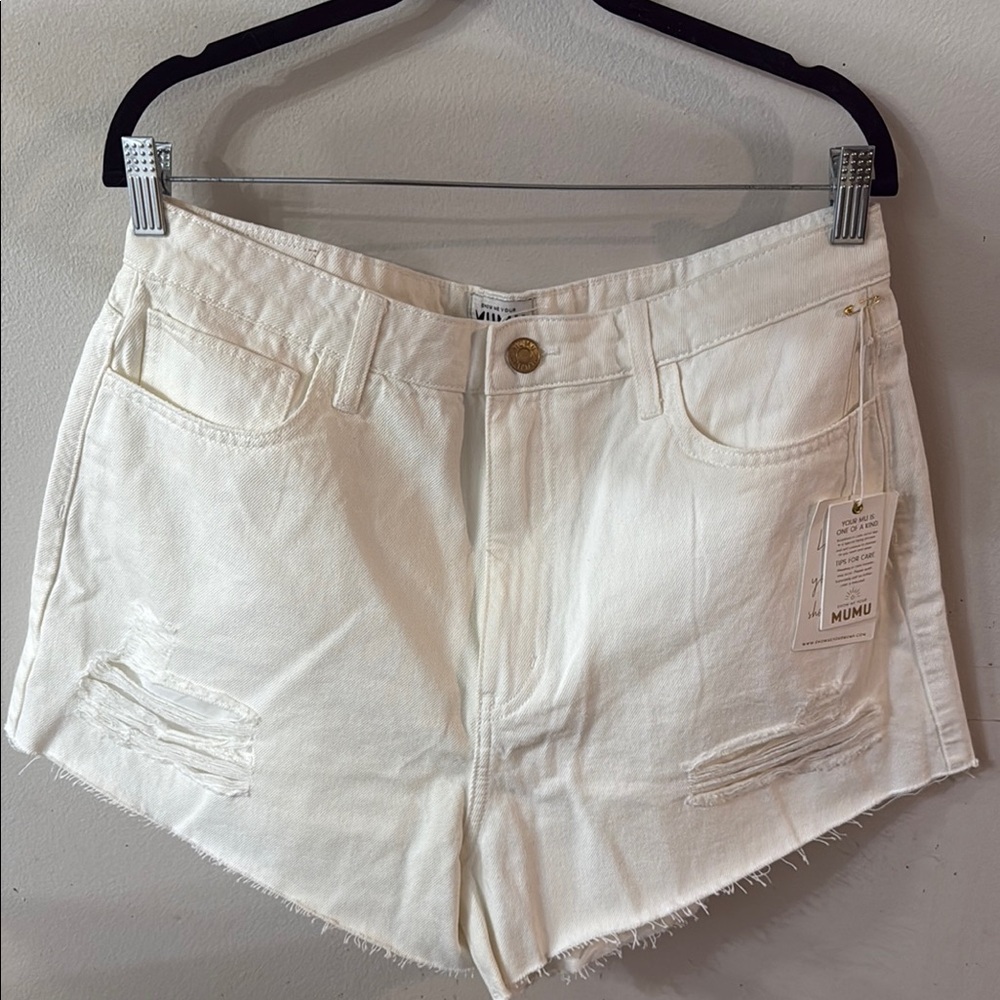 Show Me Your MUMU Shorts! Women's White Denim Shorts